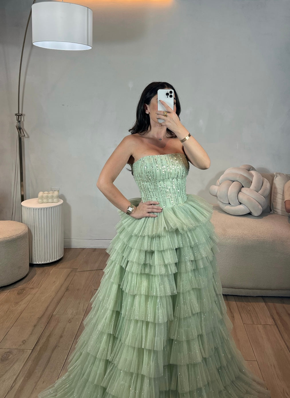 VESTIDO LARGO VERDE STRAPPLE