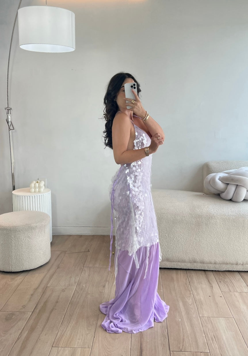 VESTIDO LARGO BACKLESS LILA