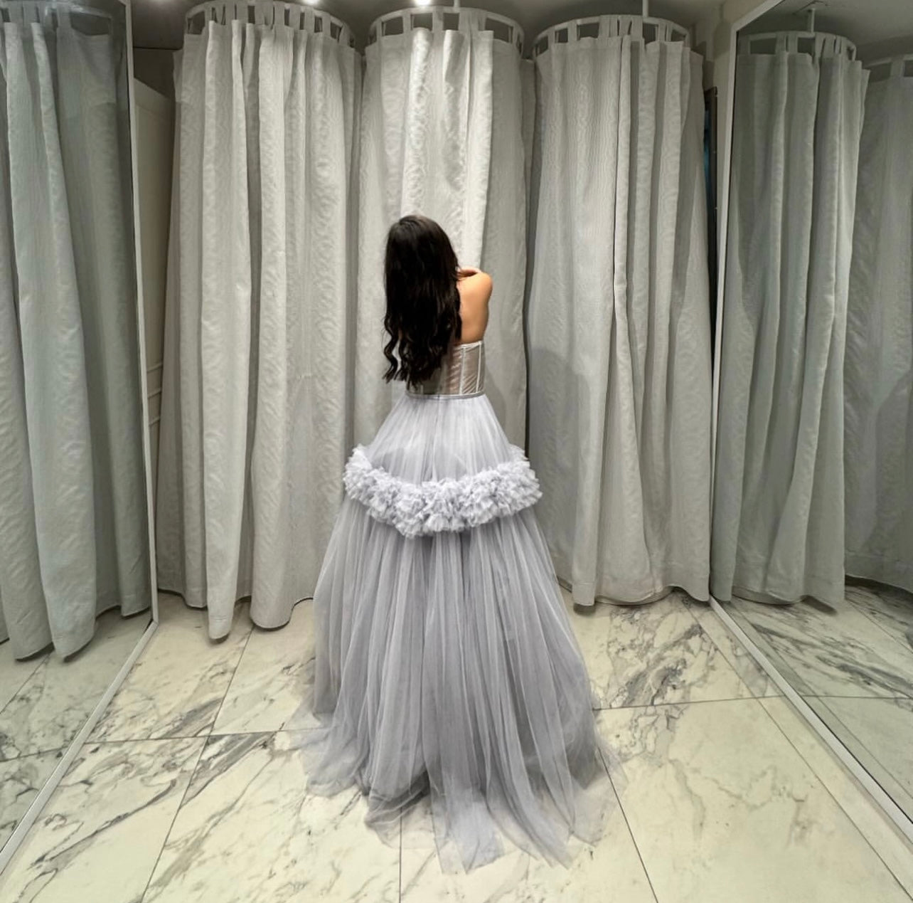 VESTIDO LARGO GRIS AMPON