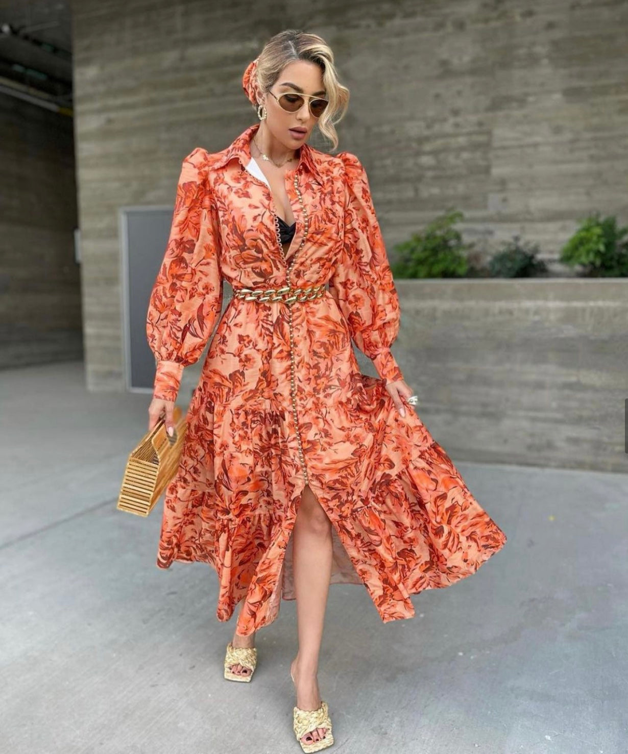 VESTIDO NARANJA LARGO