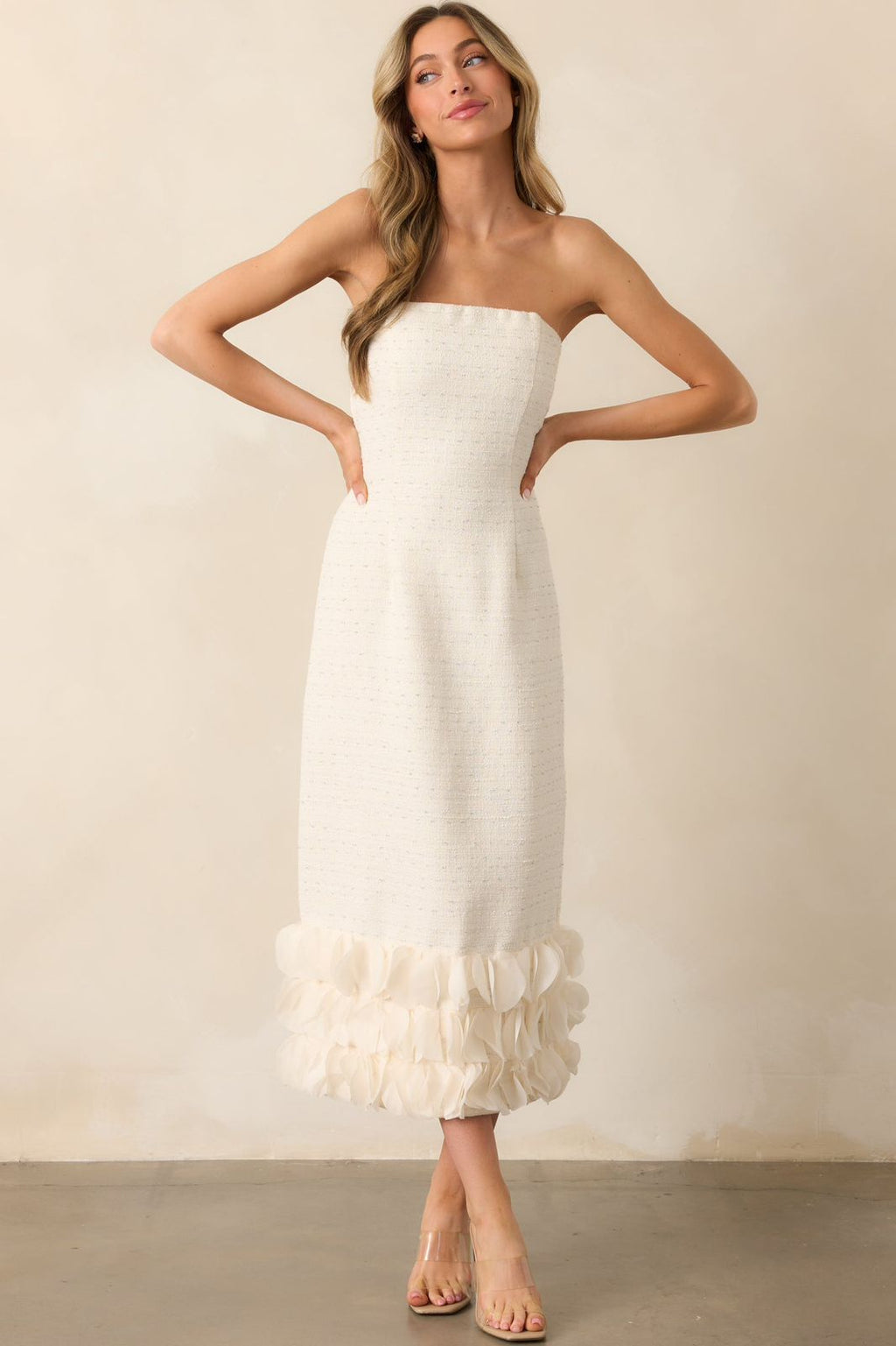 VESTIDO COLOR HUESO 3/4