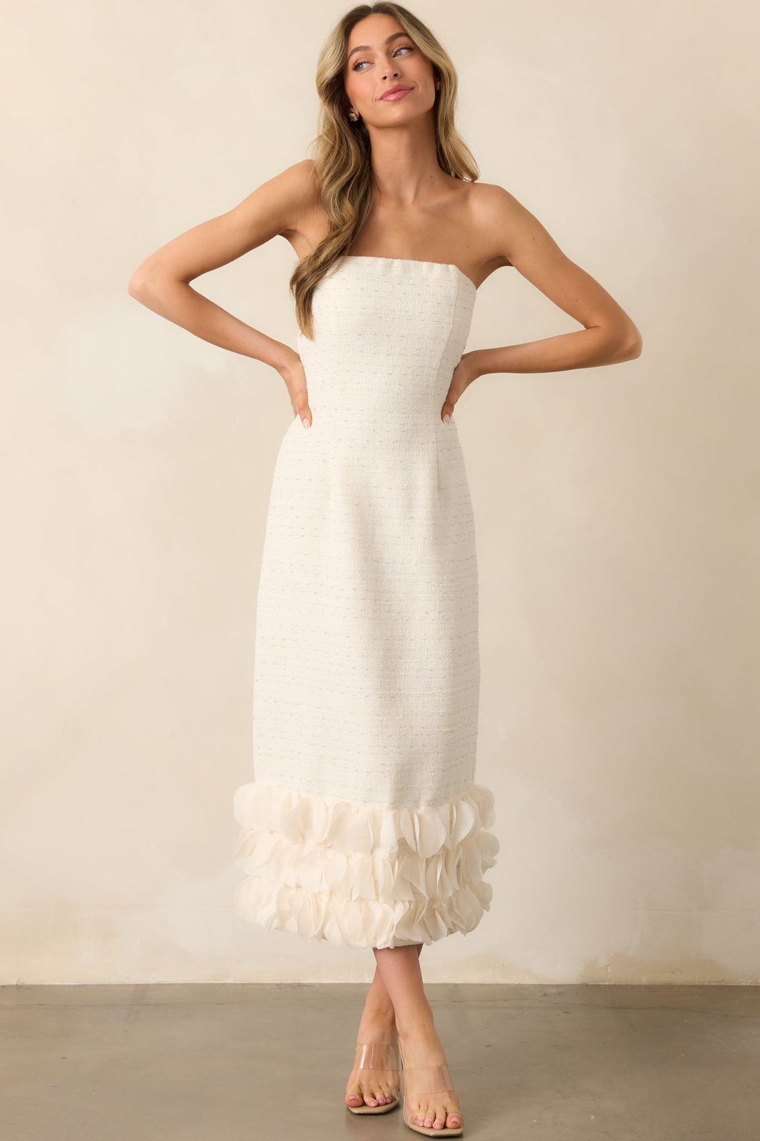 VESTIDO COLOR HUESO 3/4