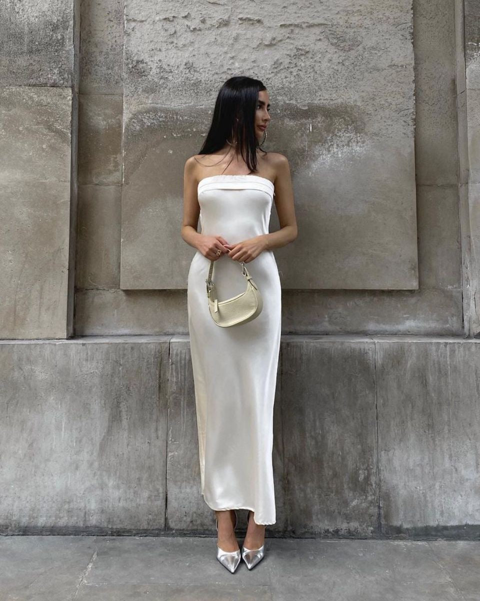 VESTIDO BLANCO BÁSICO SATIN