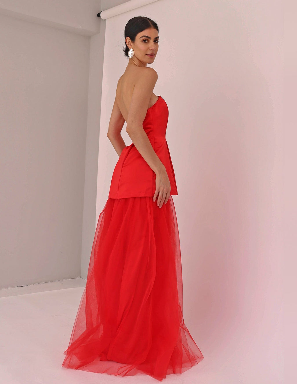 VESTIDO ROJO LARGO DE TULE