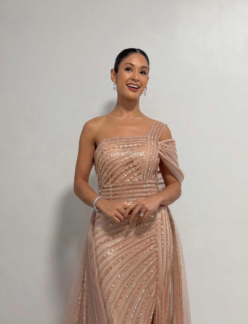 VESTIDO LARGO ROSA PALO