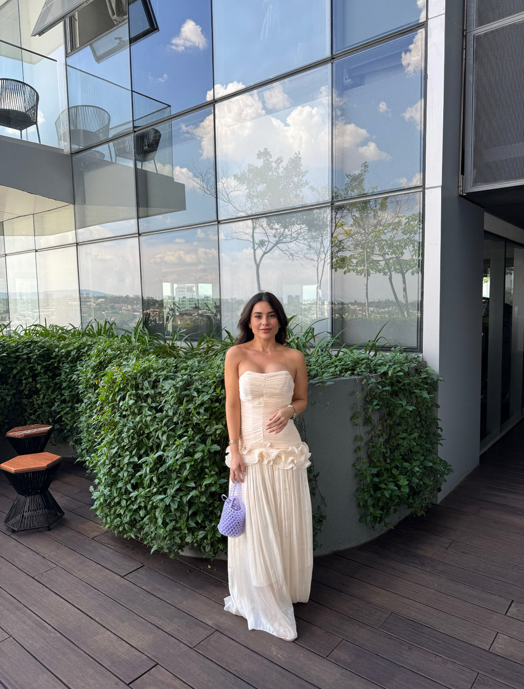 VESTIDO LARGO BEIGE HUESO IVORY