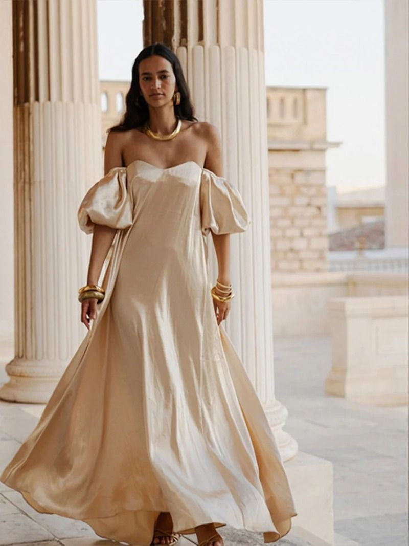 VESTIDO LARGO PLATA CAROLINE CONSTANS