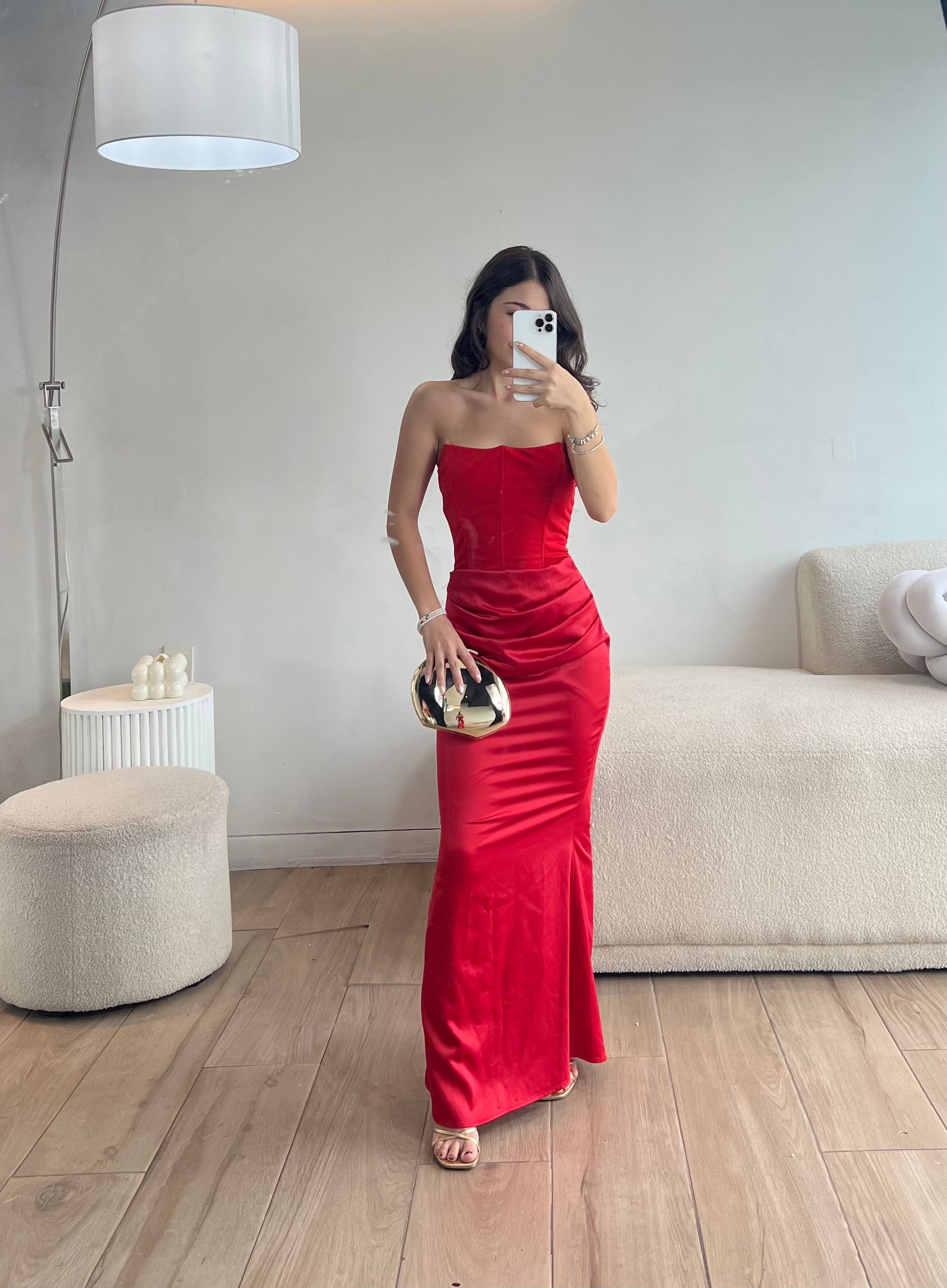 VESTIDO LARGO COLOR ROJO