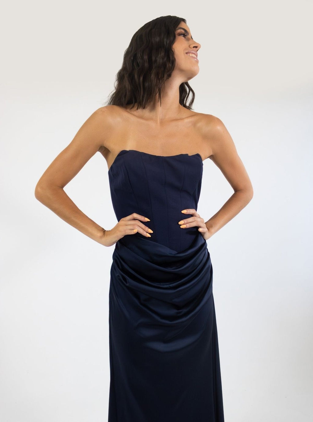 VESTIDO STRAPLESS AZUL
