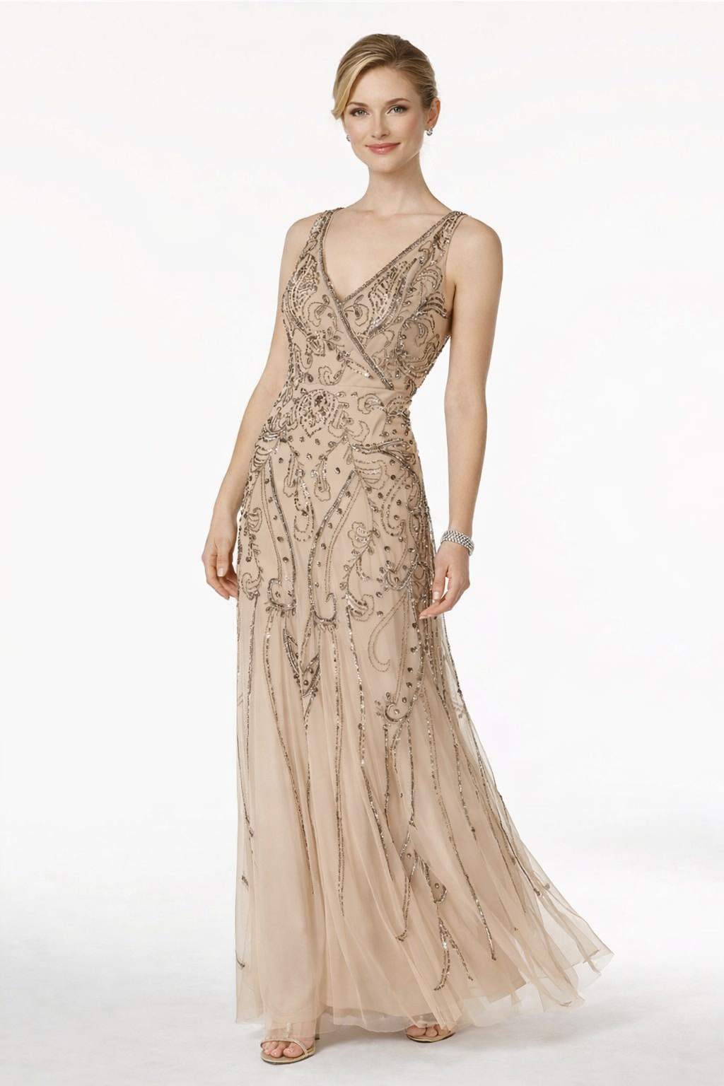 VESTIDO LARGO COLOR BEIGE