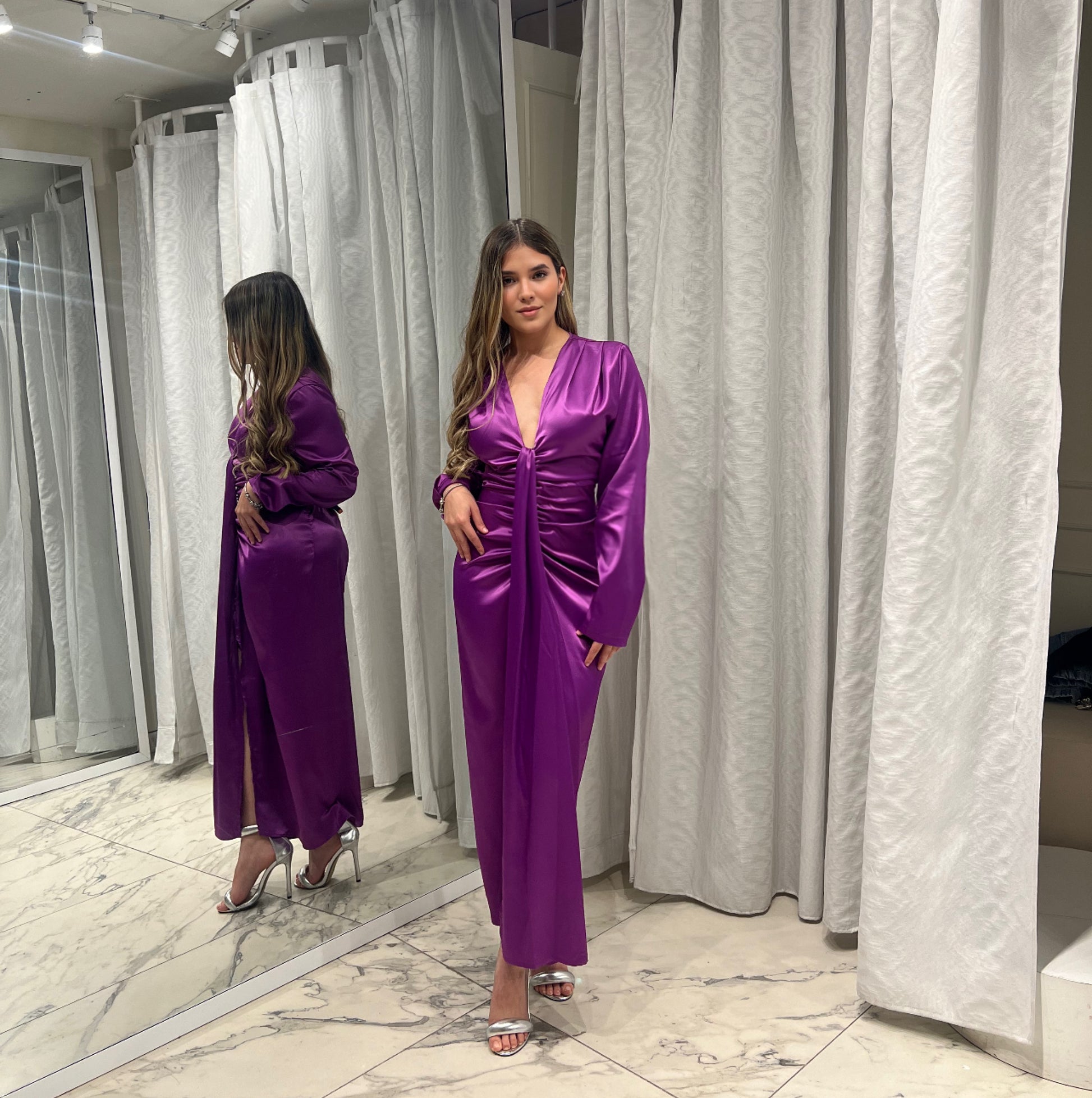 VESTIDO MORADO MANGA