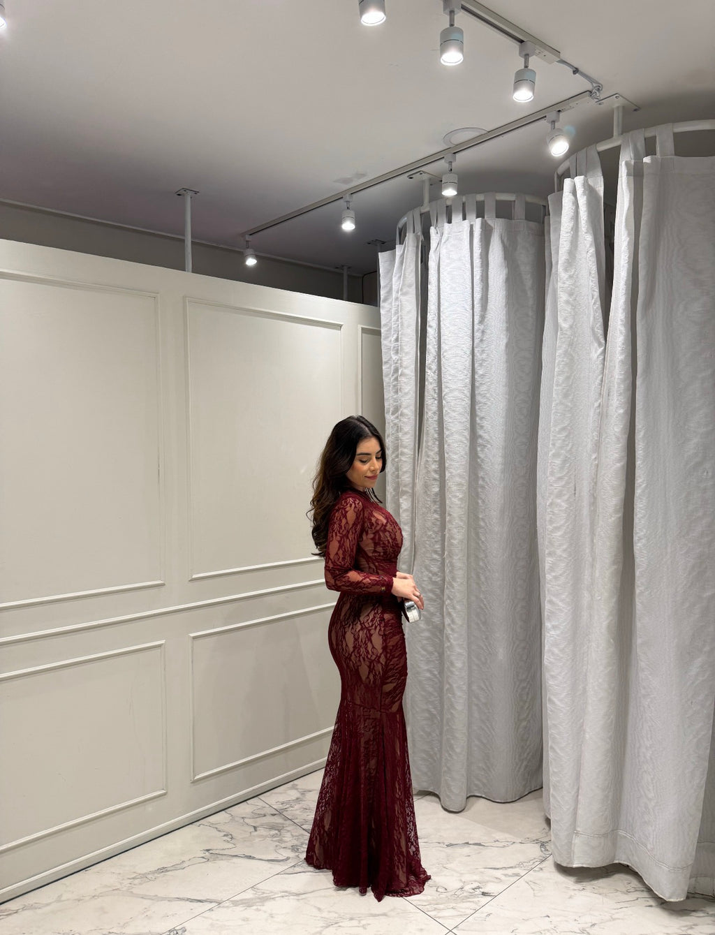 VESTIDO MESH LARGO TINTO