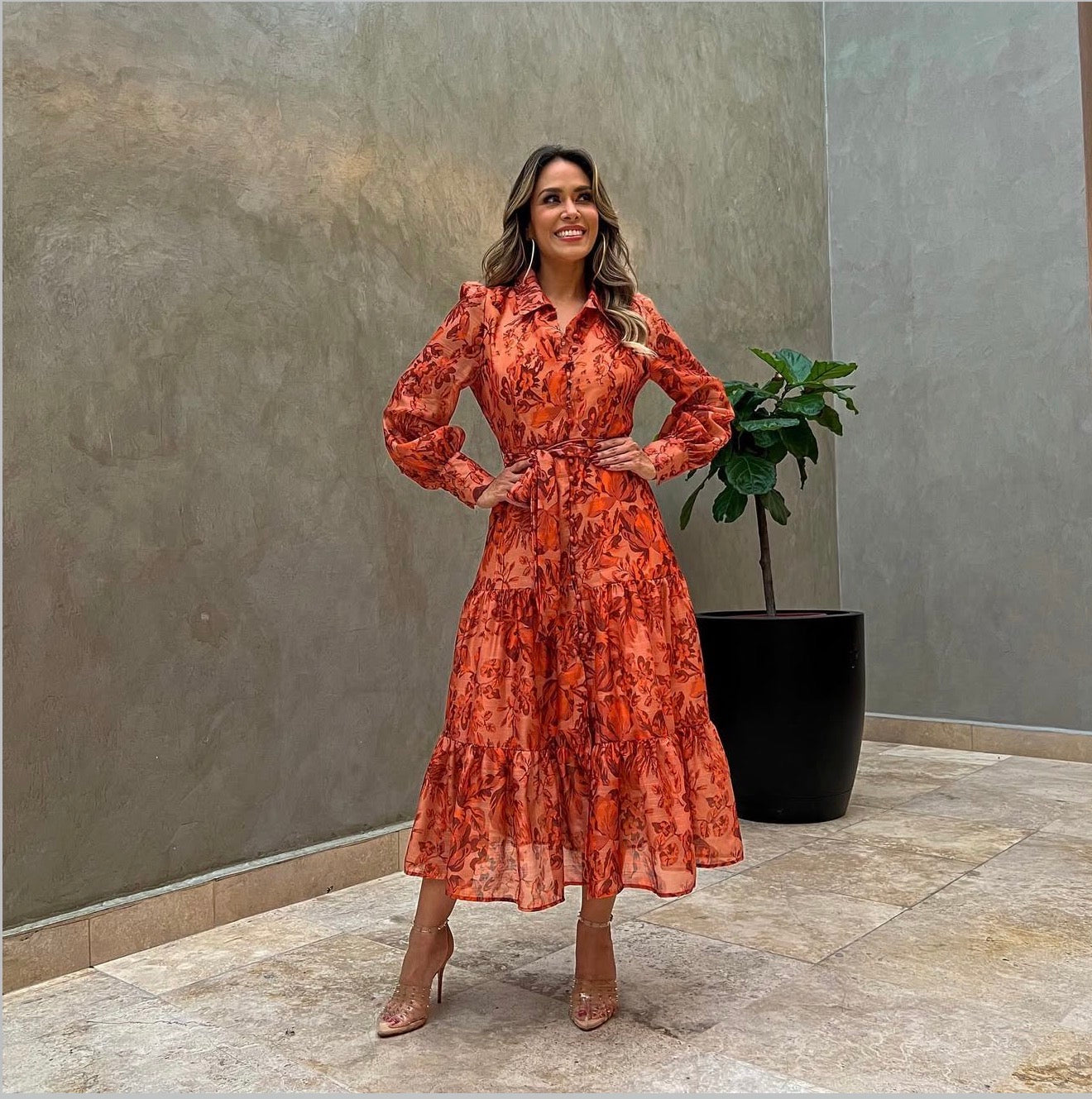 VESTIDO NARANJA LARGO