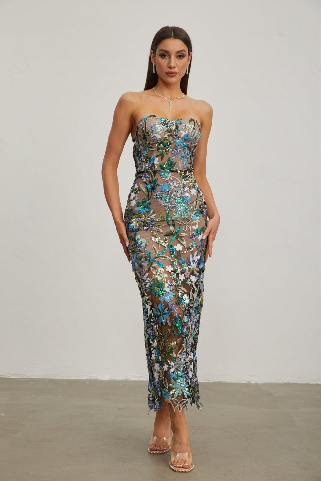 VESTIDO 3/4 DE LENTEJUELAS