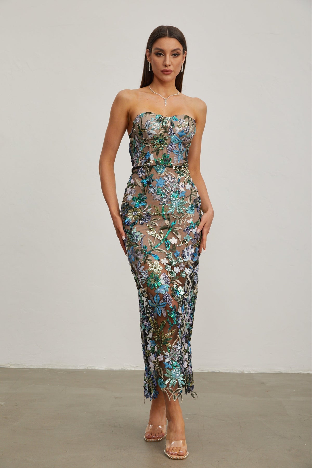 VESTIDO 3/4 DE LENTEJUELAS