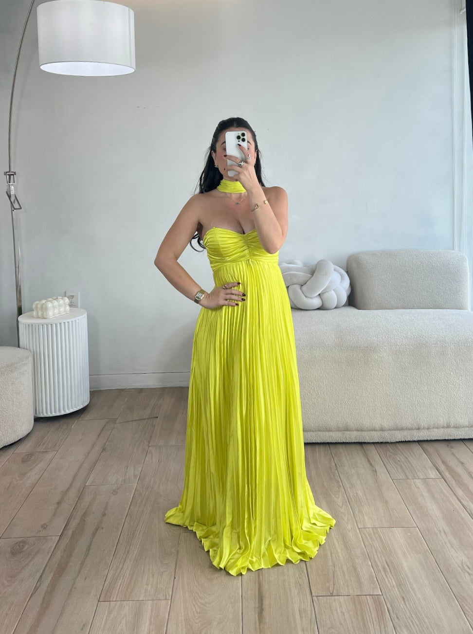 VESTIDO LARGO AMARILLO-LIMÓN
