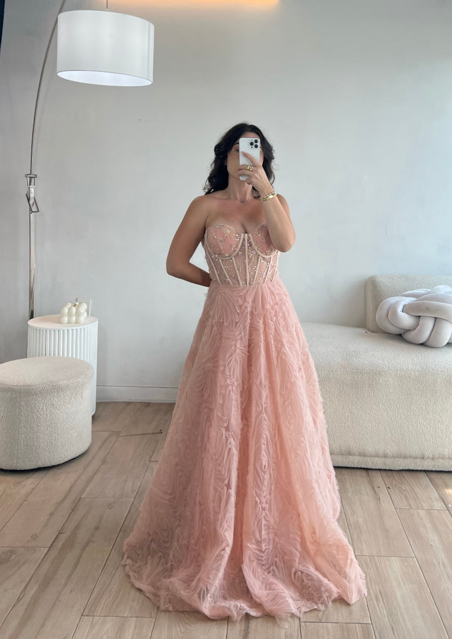 VESTIDO CORAL LARGO AMPON