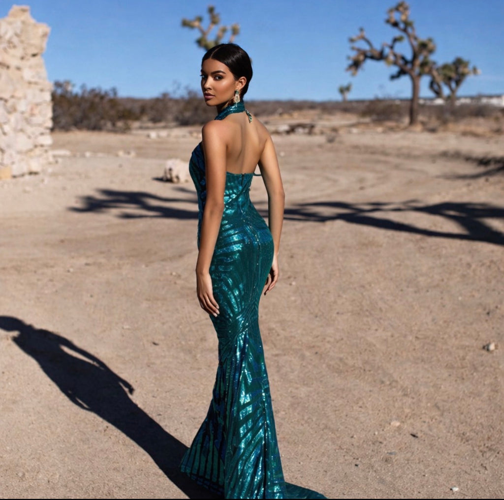 VESTIDO VERDE LARGO HALTER