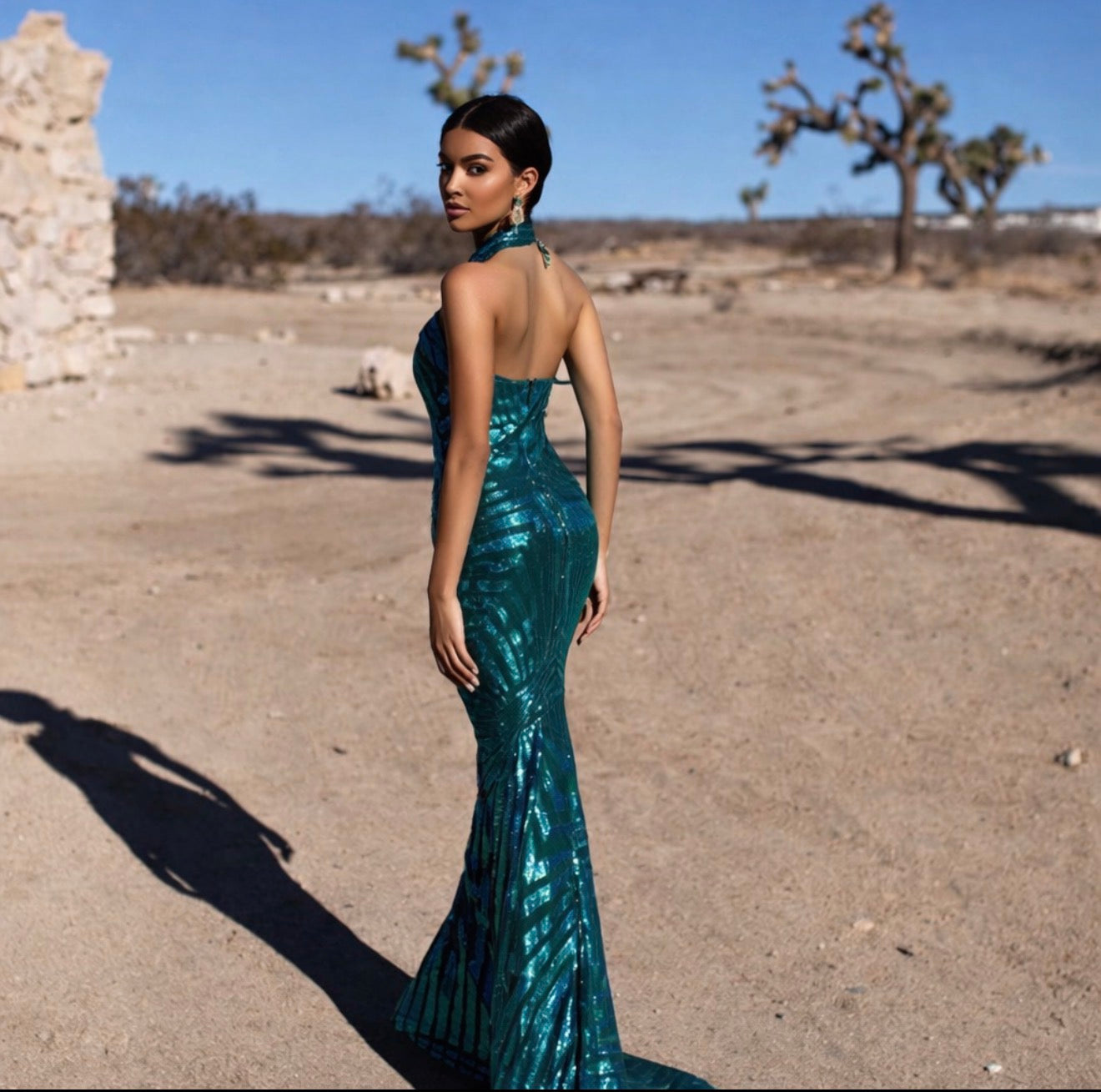 VESTIDO VERDE LARGO HALTER