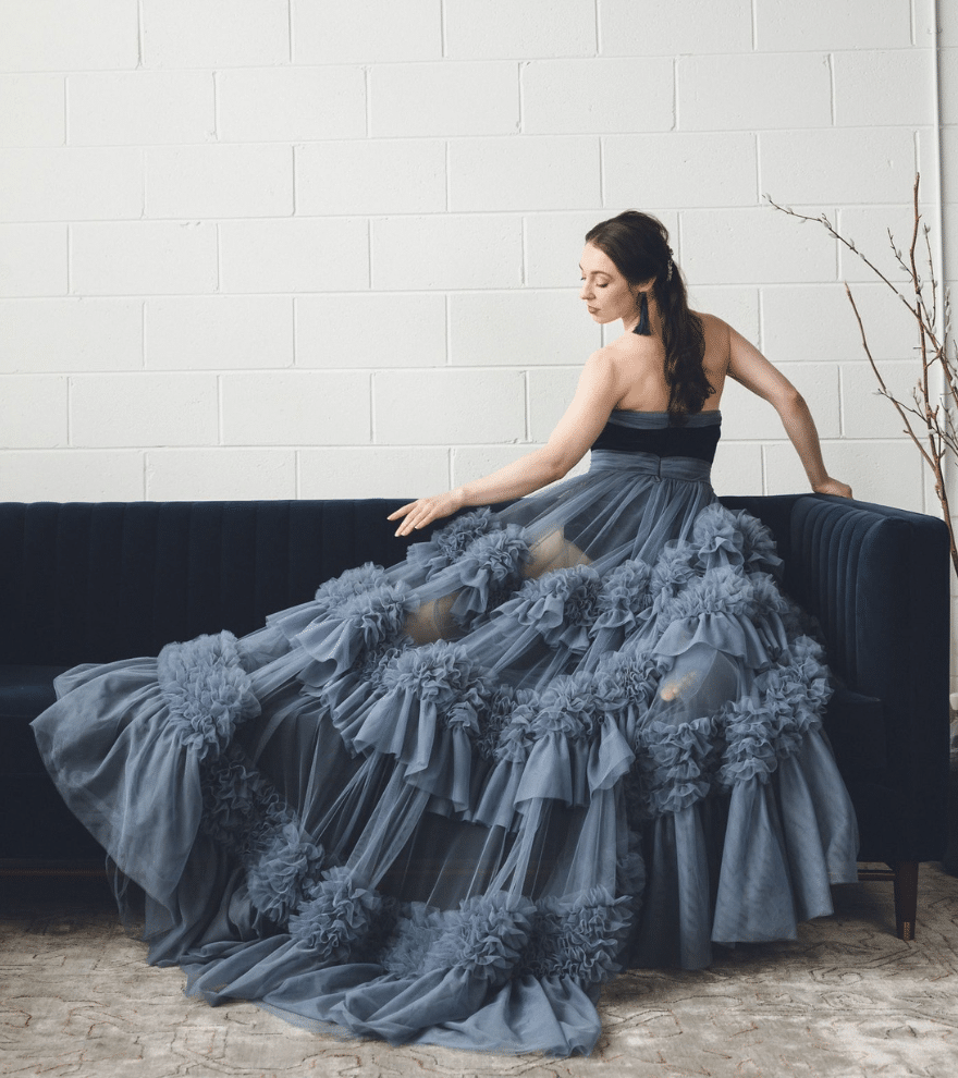 VESTIDO LARGO AZUL DE TULE