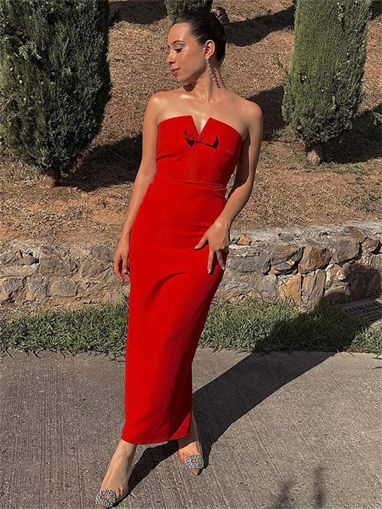 VESTIDO ROJO STRAPLESS