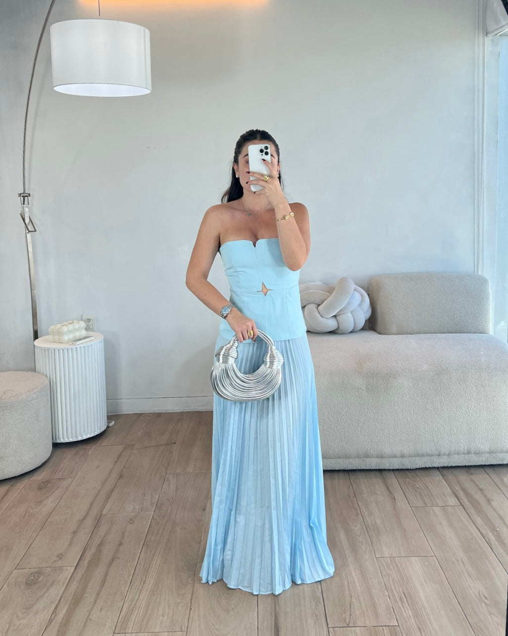 VESTIDO LARGO AZUL BAJITO
