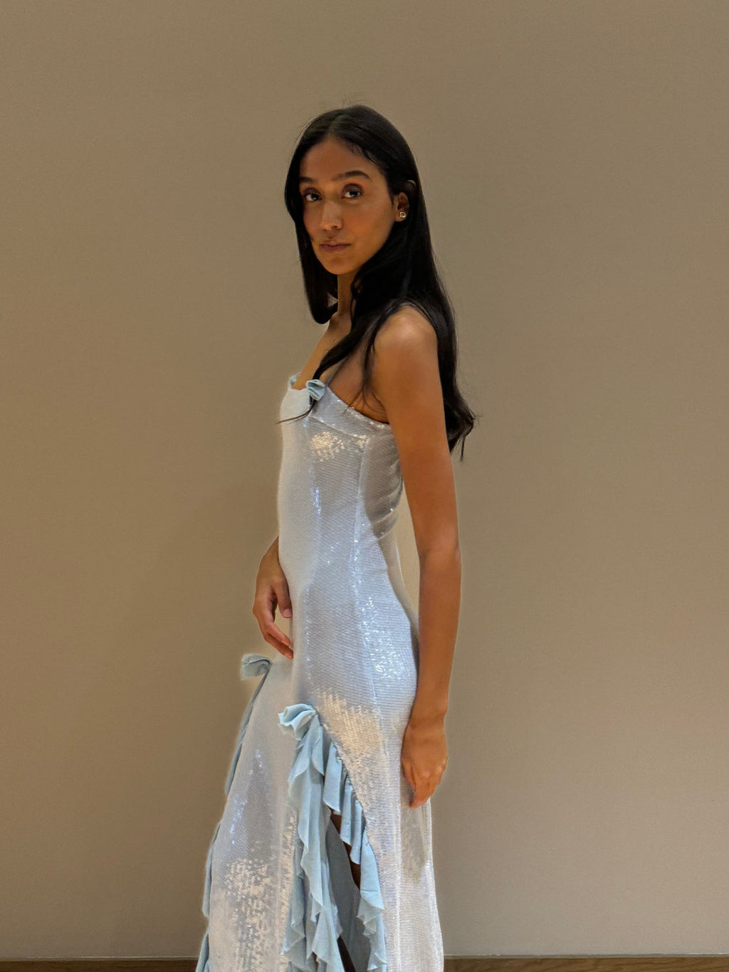 VESTIDO LARGO AZUL BAJITO