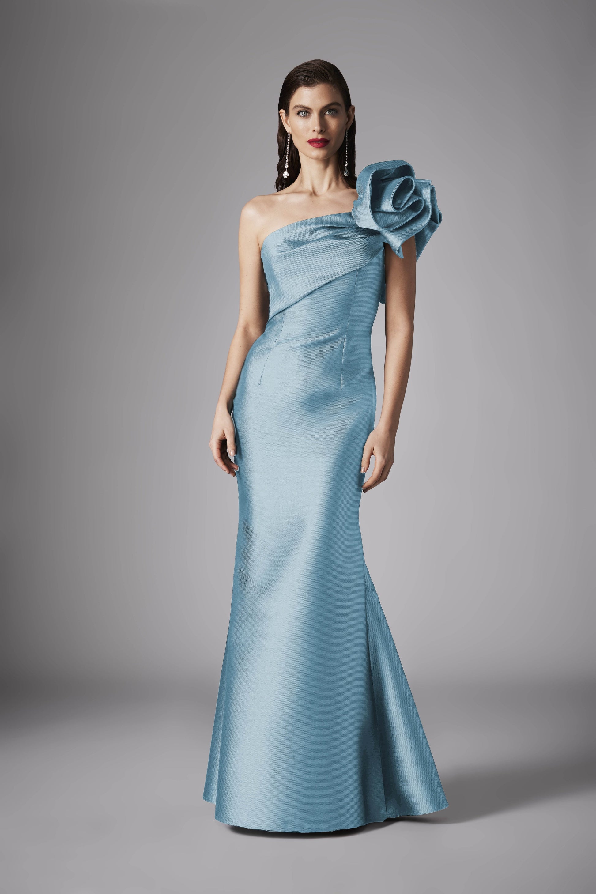 VESTIDO LARGO AZUL ONE SHOULDER