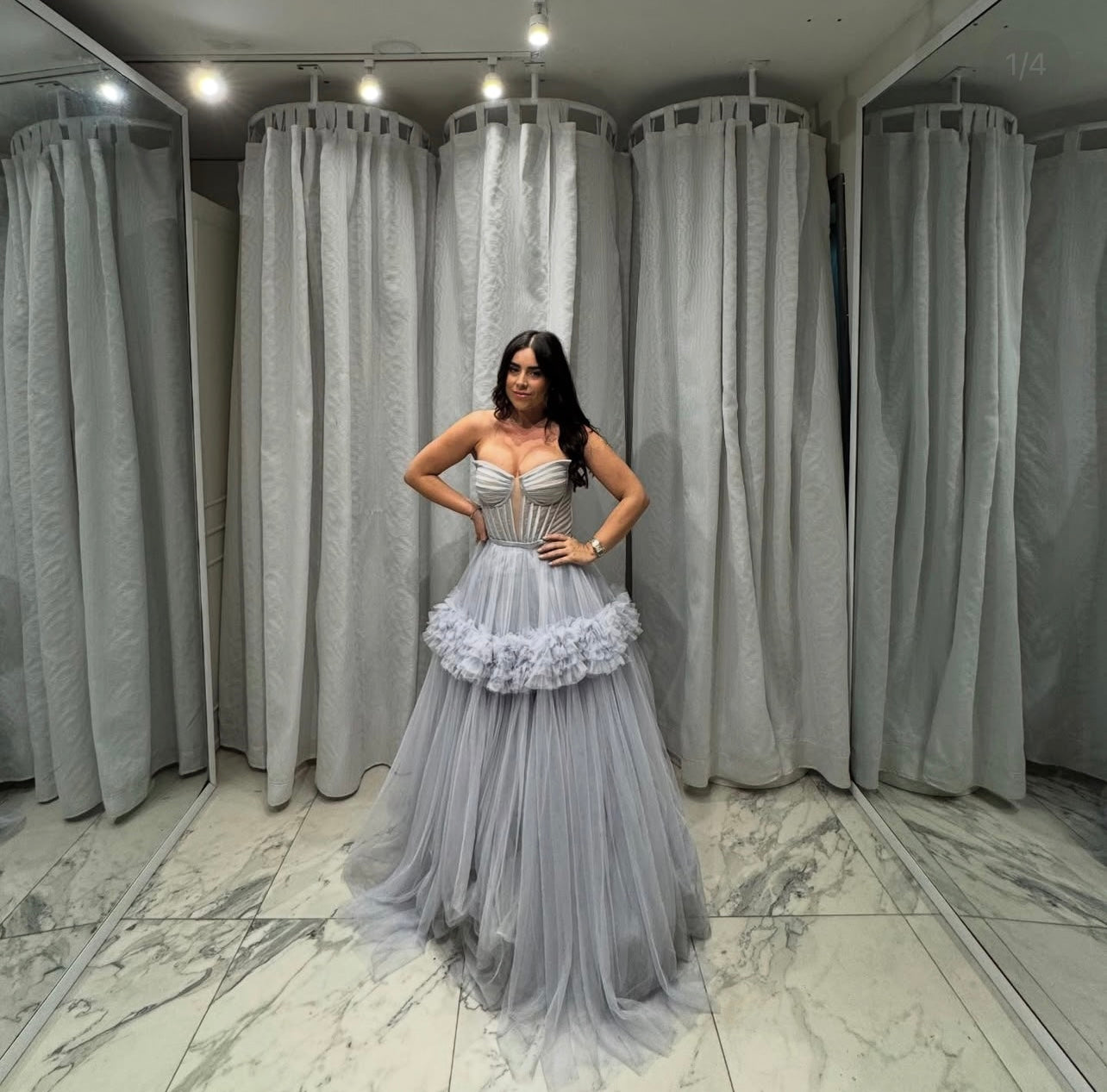 VESTIDO LARGO GRIS AMPON