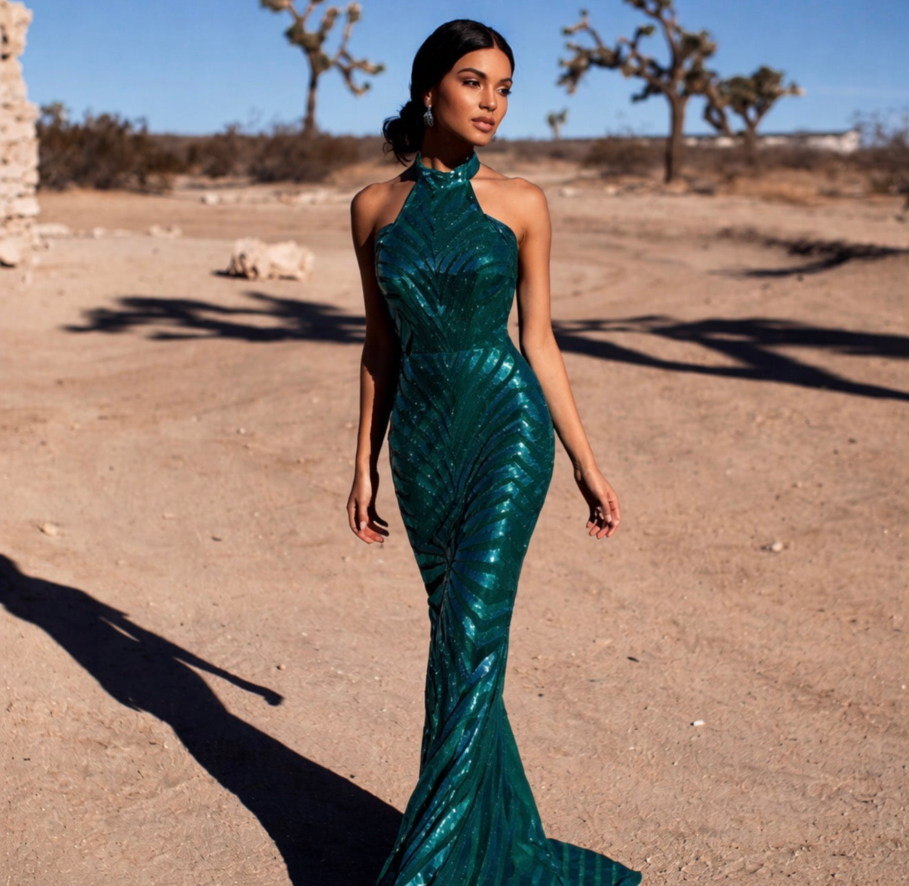 VESTIDO VERDE LARGO HALTER