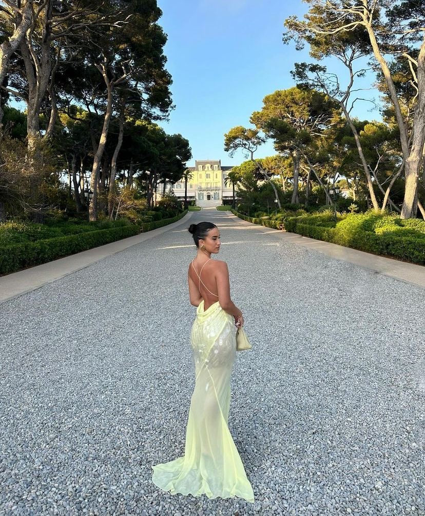 VESTIDO AMARILLO MANTEQUILLA LARGO