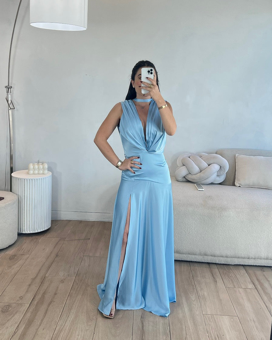 VESTIDO LARGO AZUL CIELO