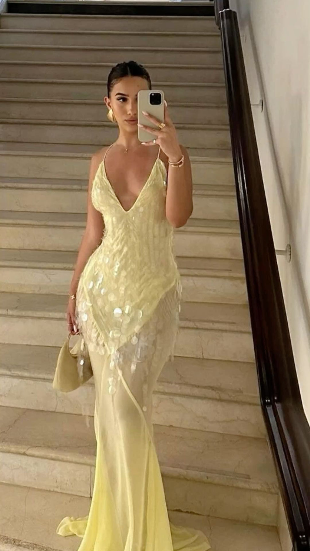 VESTIDO AMARILLO MANTEQUILLA LARGO