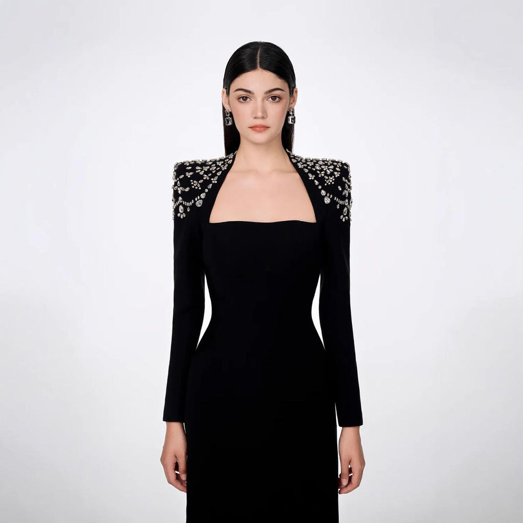 VESTIDO NEGRO LARGO BANDAGE