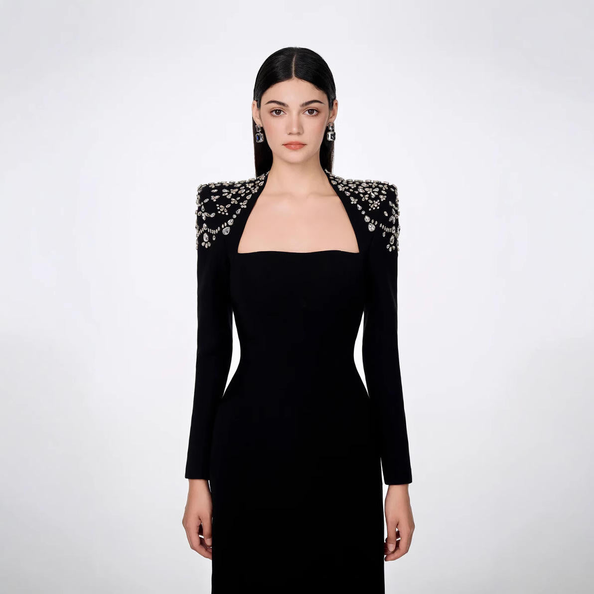 VESTIDO NEGRO LARGO BANDAGE