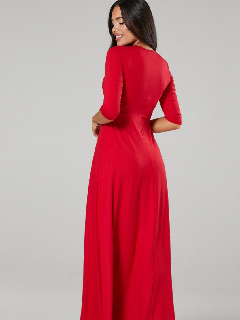 VESTIDO ROJO LARGO BÁSICO