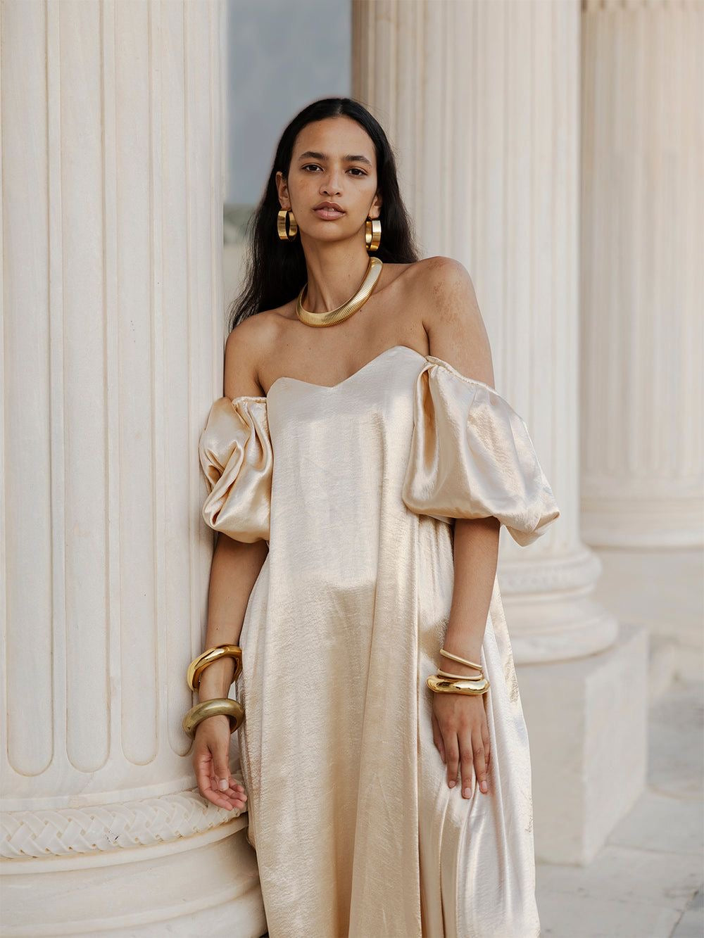 VESTIDO LARGO PLATA CAROLINE CONSTANS