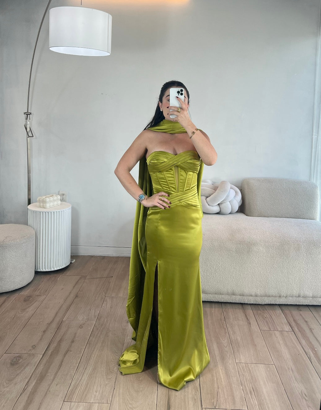 VESTIDO VERDE OLIVO STRAPPLE