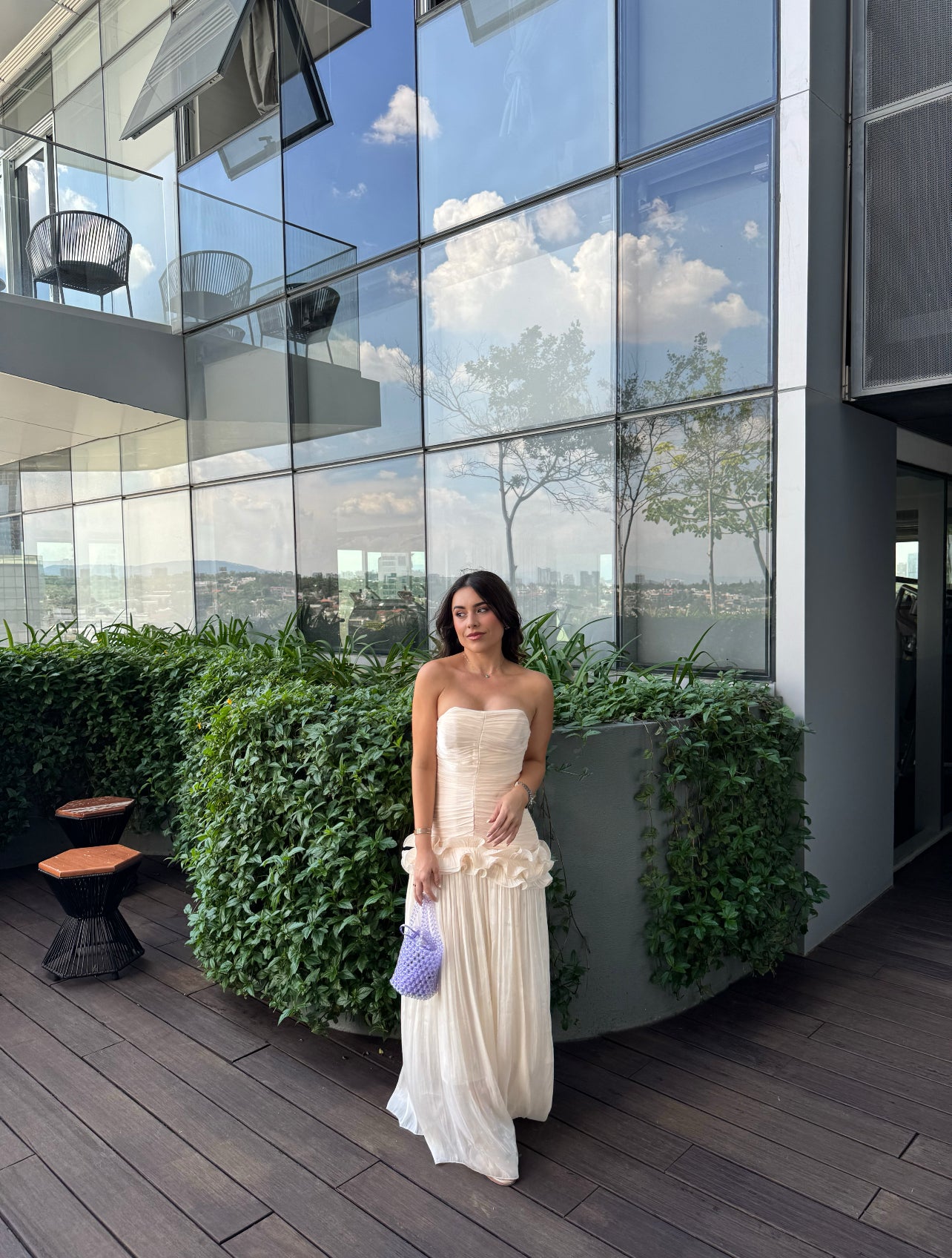 VESTIDO LARGO BEIGE HUESO IVORY