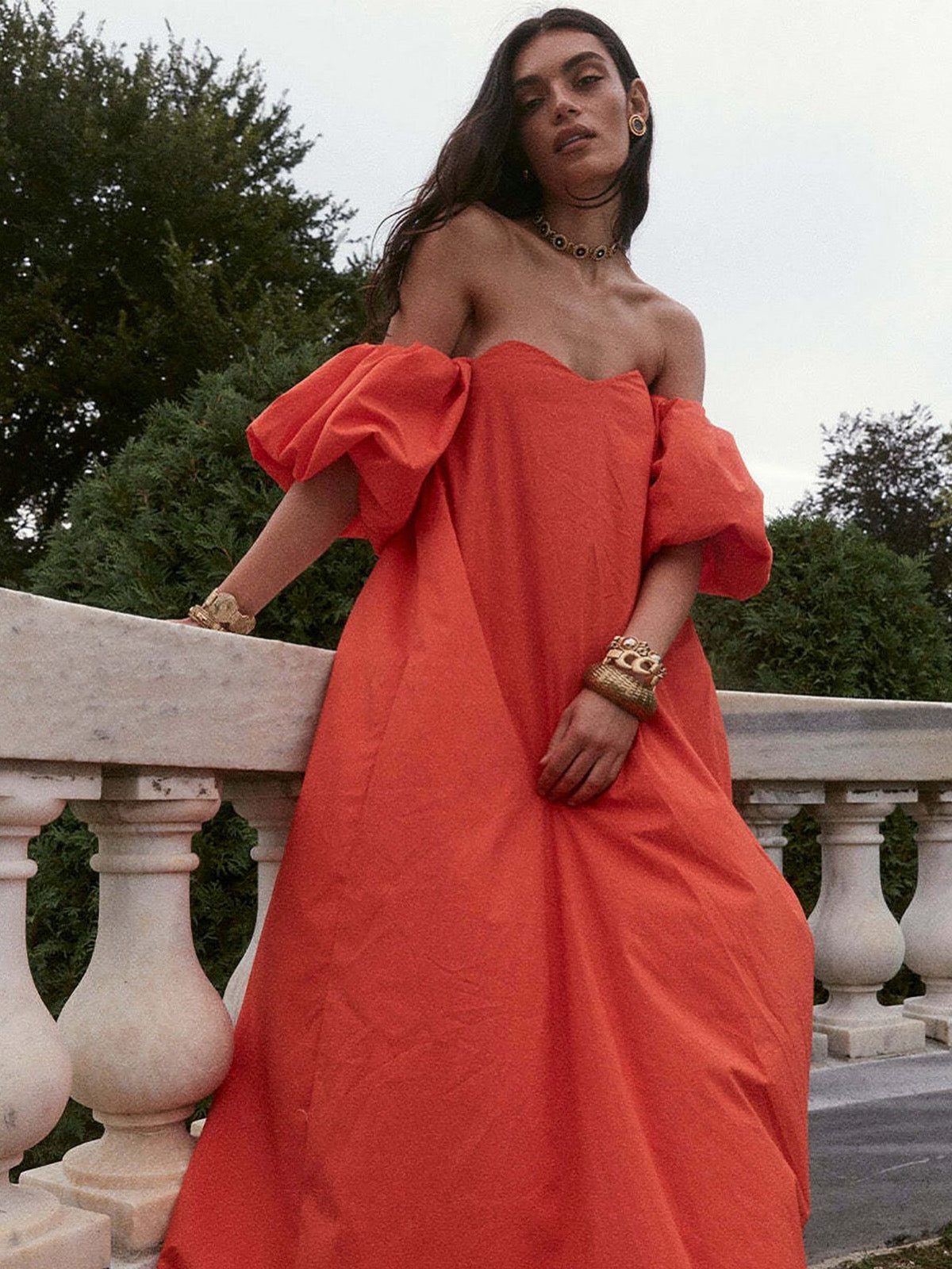 VESTIDO NARANJA LARGO CAROLINE CONSTANS