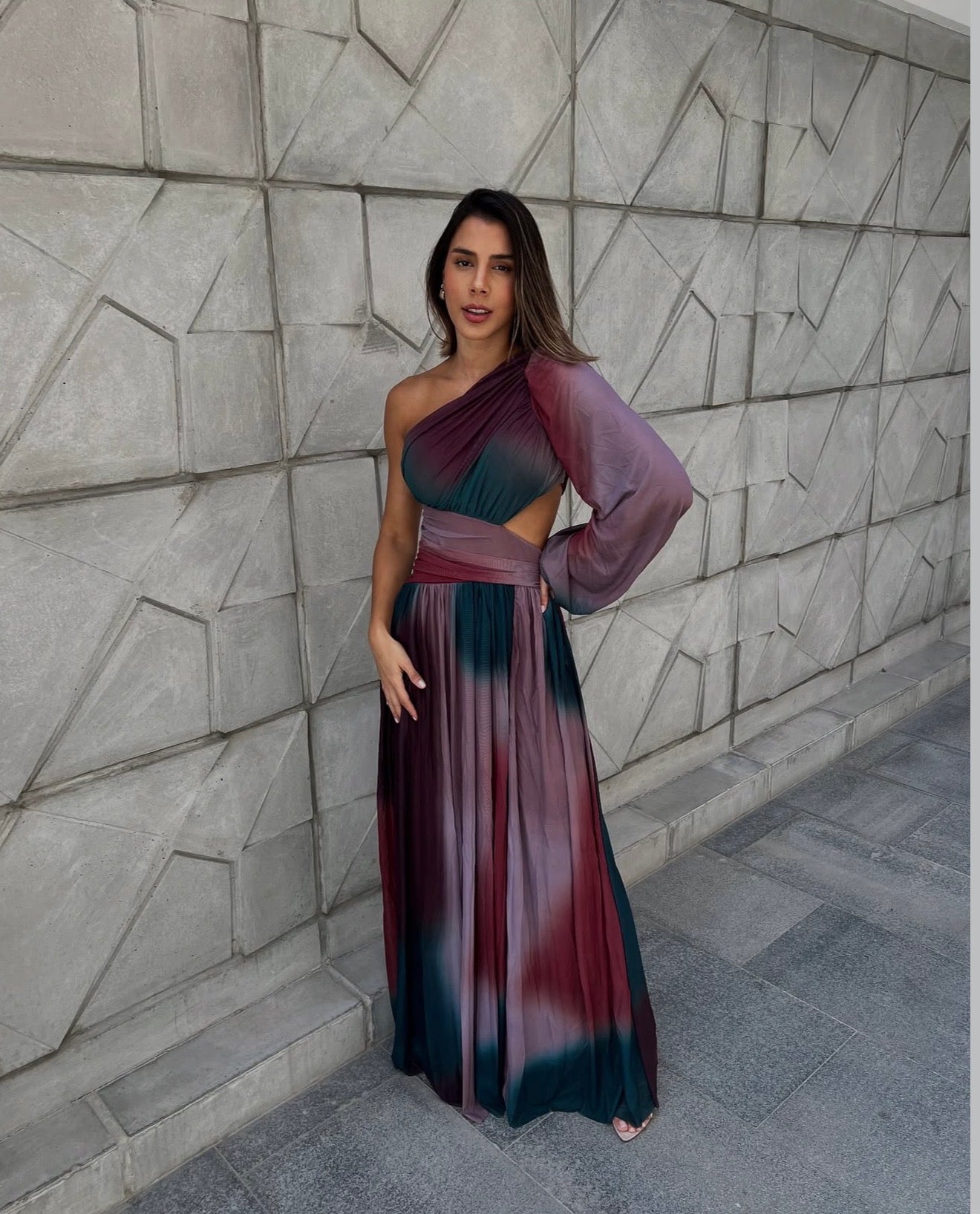 VESTIDO LARGO ONE SHOLDER COLOR