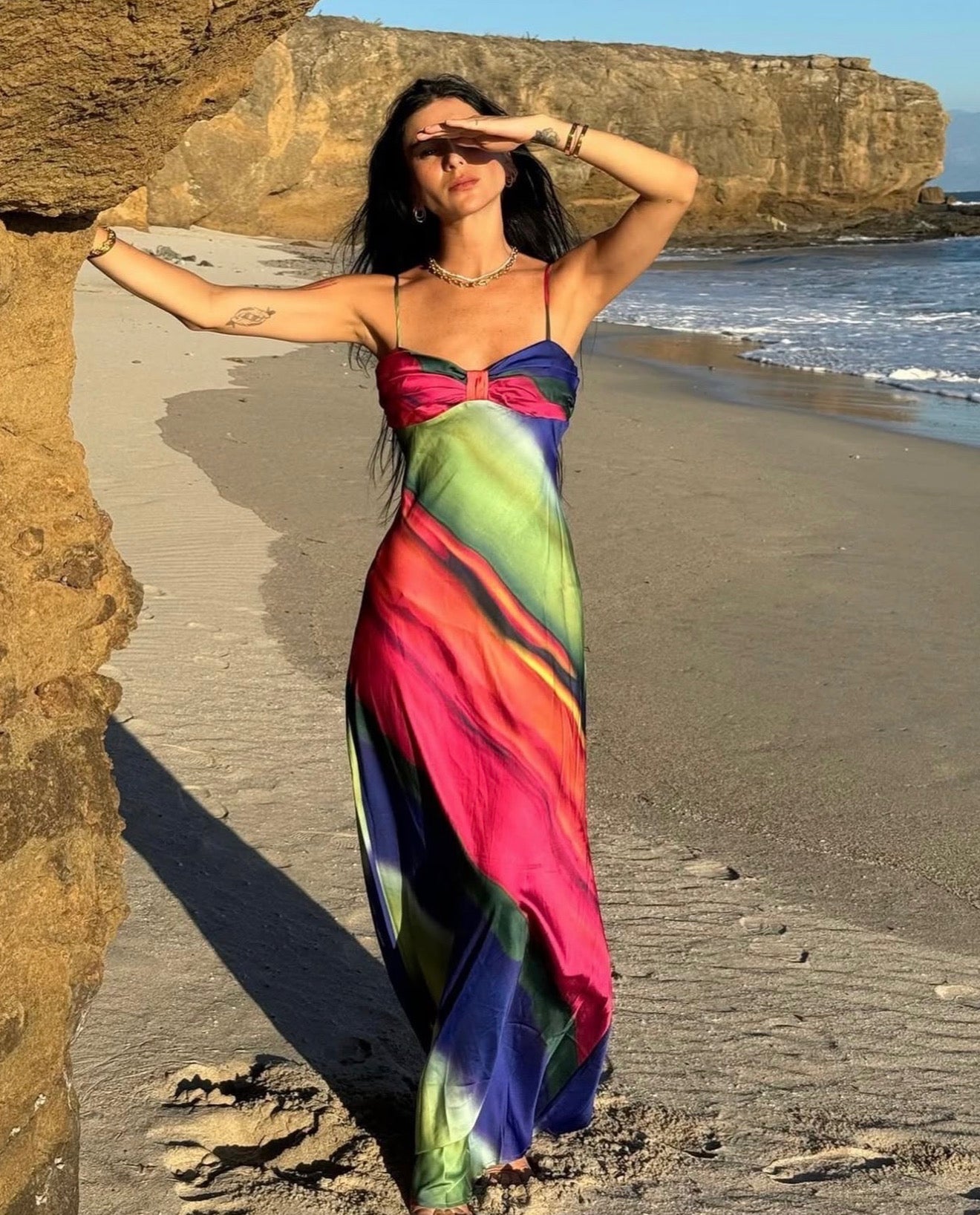 VESTIDO LARGO DE COLORES