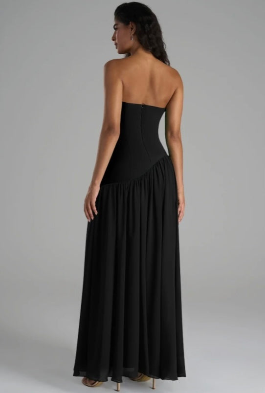 VESTIDO NEGRO LARGO BÁSICO