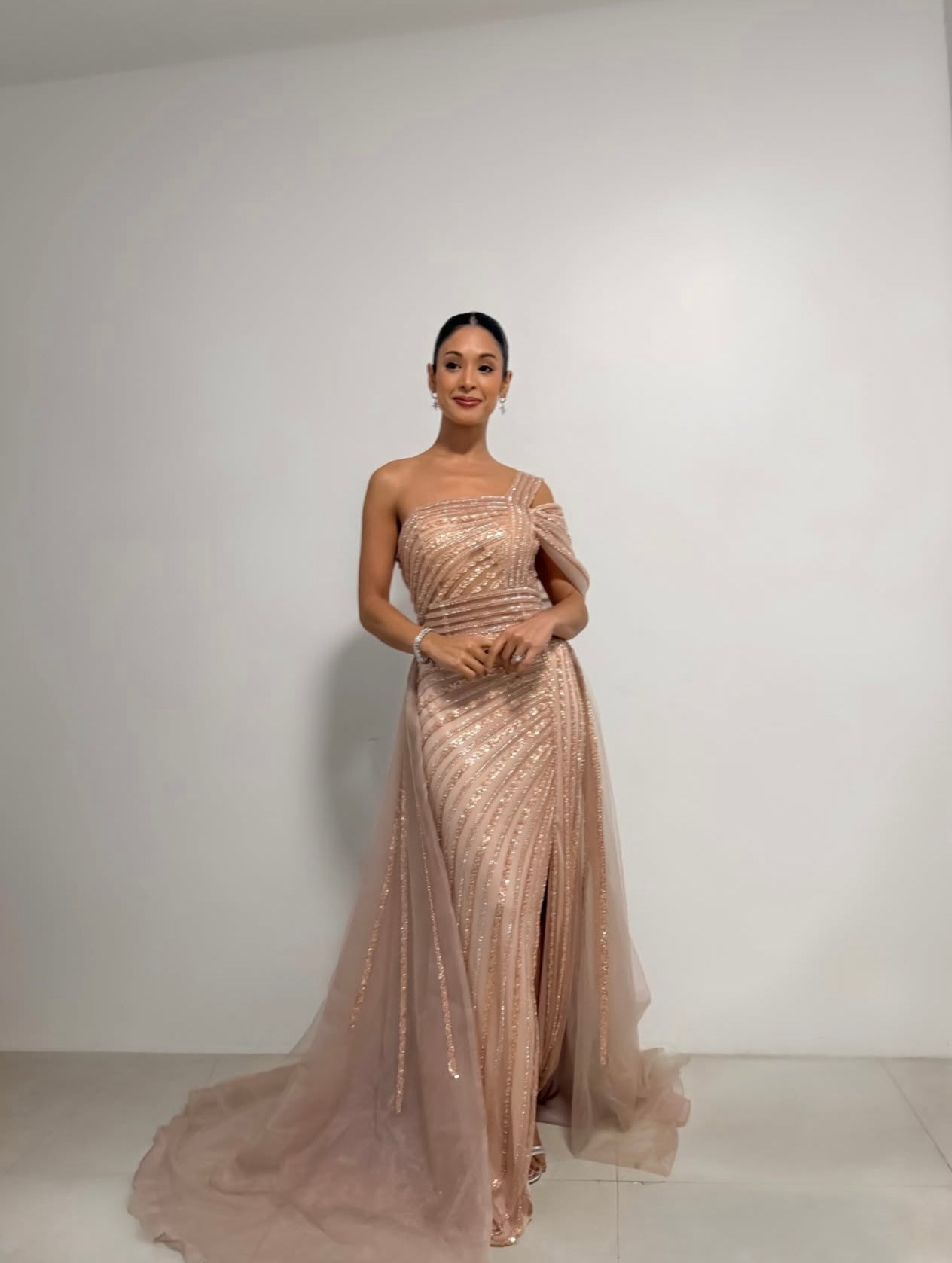 VESTIDO LARGO ROSA PALO