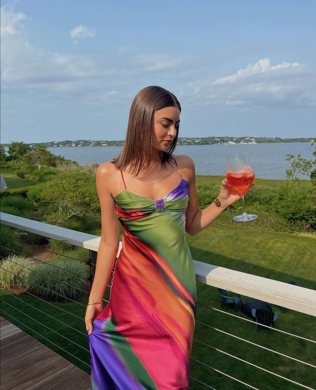 VESTIDO LARGO DE COLORES