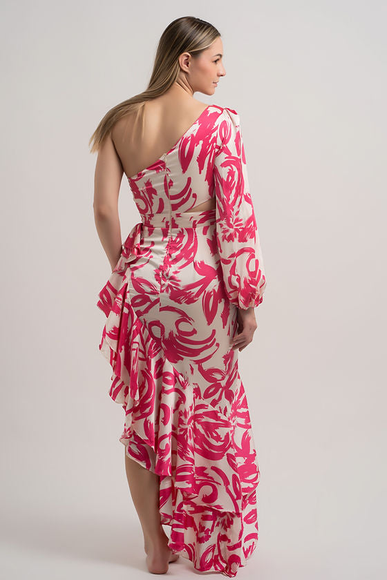 VESTIDO ROSA ONE SHOULDER