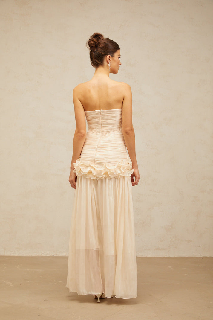 VESTIDO STRAPLESS CHAMPAGNE