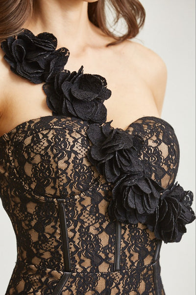 VESTIDO NEGRO LARGO DE ENCAJE