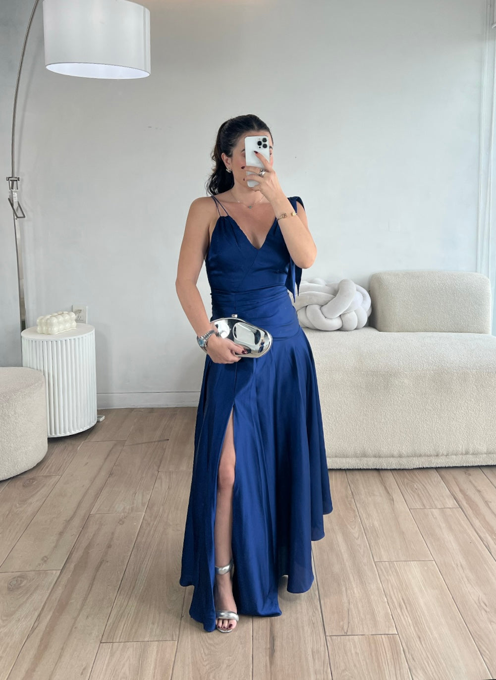 VESTIDO SATIN AZUL MARINO