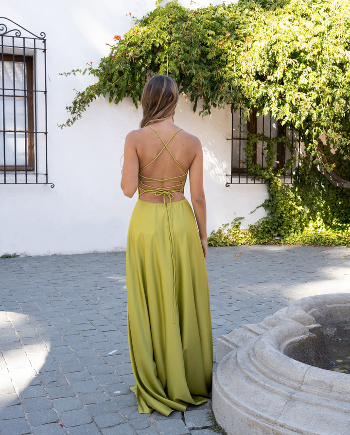 VESTIDO VERDE OLIVO LARGO